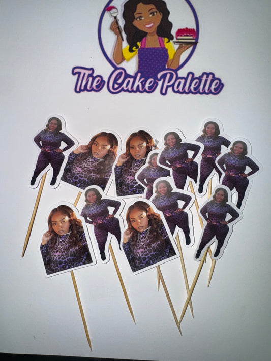 24 selfie cupcake toppers